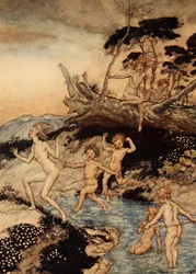 ナサニエルホーソーンによる「女の子と男の子のためのワンダーブック」のイラスト、1928年